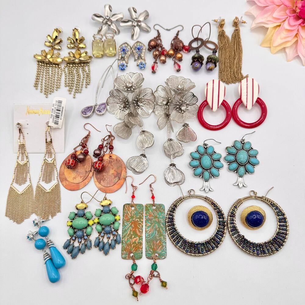 Pierced Earring Lot Costume Jewelry Mixed Styles Vintage To Now Reseller 18 Pair